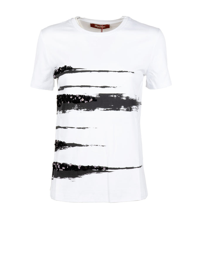 Max Mara Studio T-Shirts And Polos Stampa Zebra A Maglia Cotone
