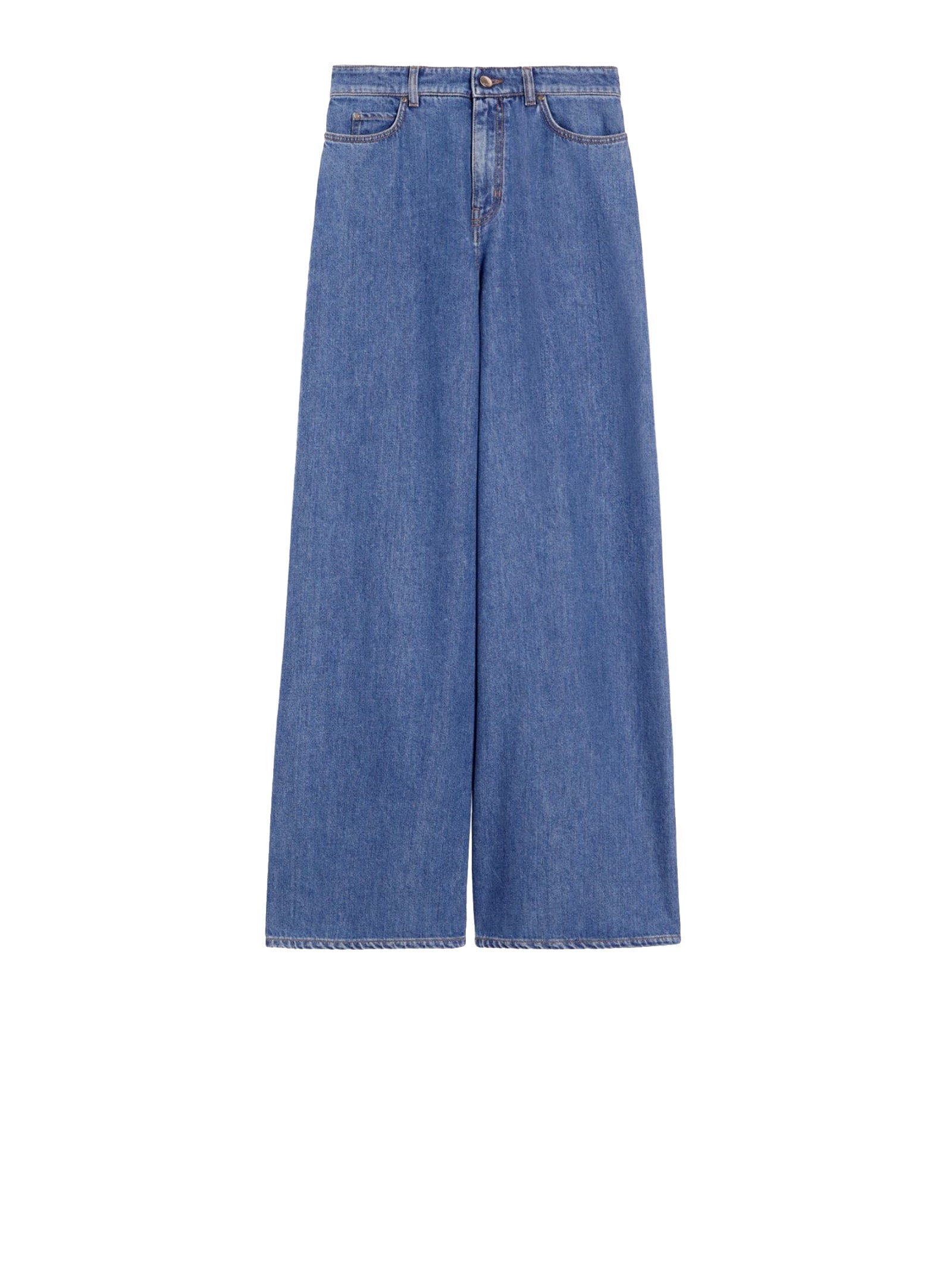 Max Mara Studio Trousers Blue Cotone