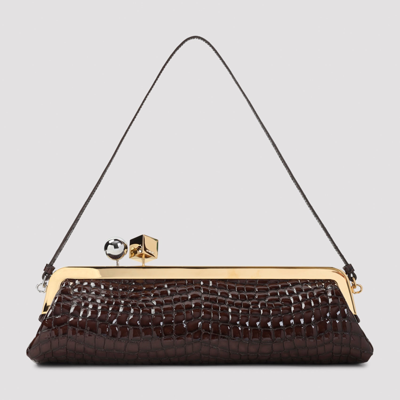Salon Handbag Brown Goat Leather Bag