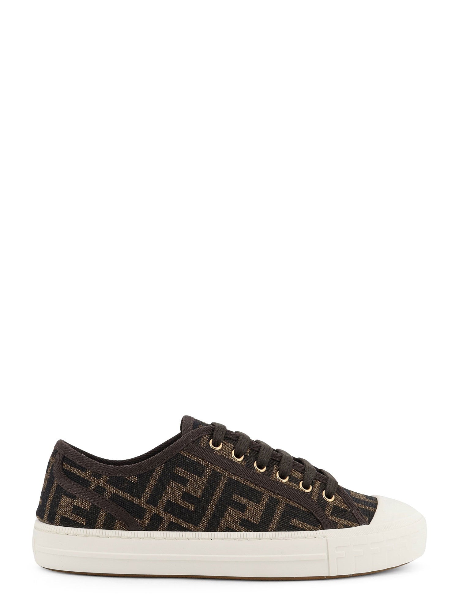Fendi Sneakers Tabacco Nero Tessuto Ff