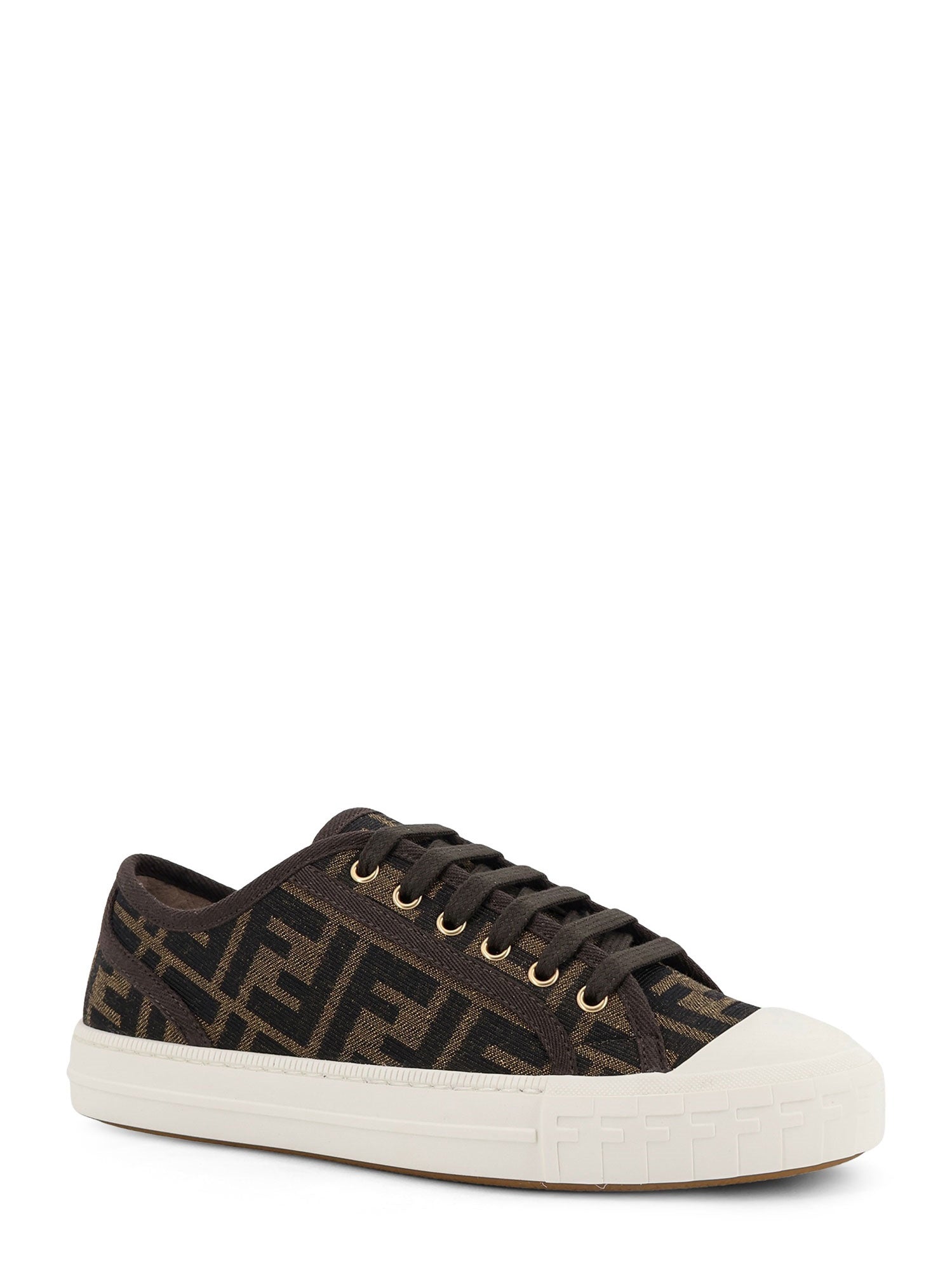 Fendi Sneakers Tabacco Nero Tessuto Ff