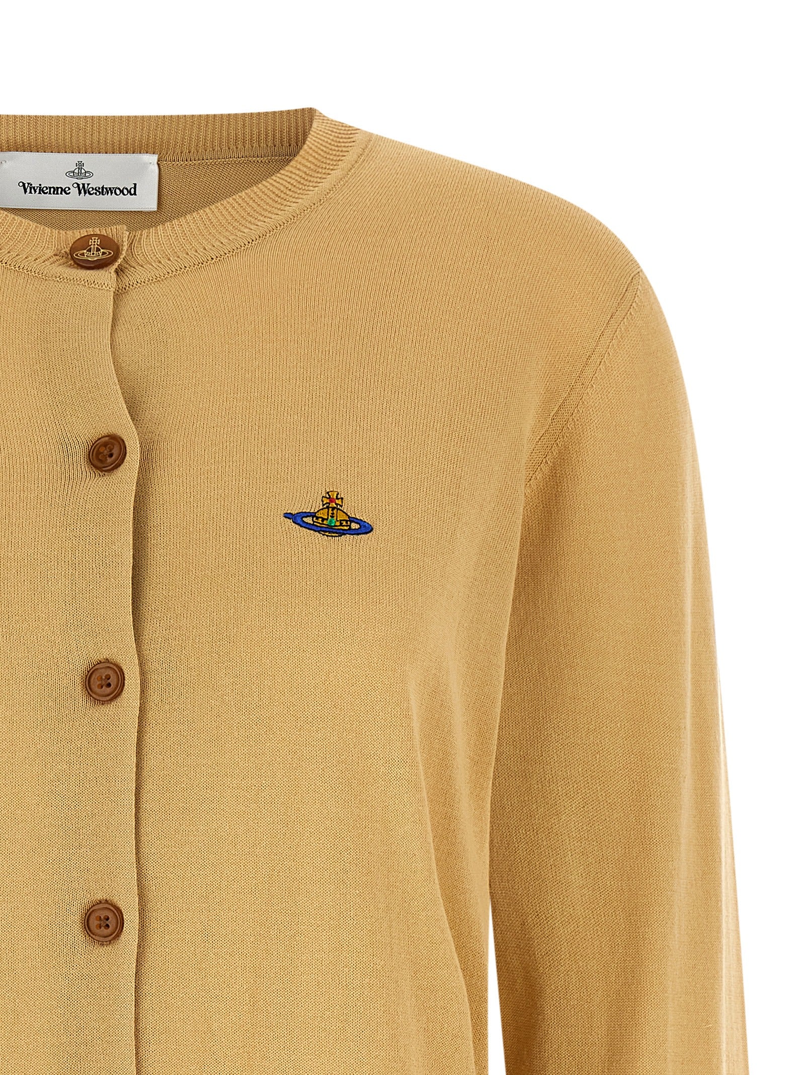 Bea Cardigan Beige Cotton Sweater, Cardigans