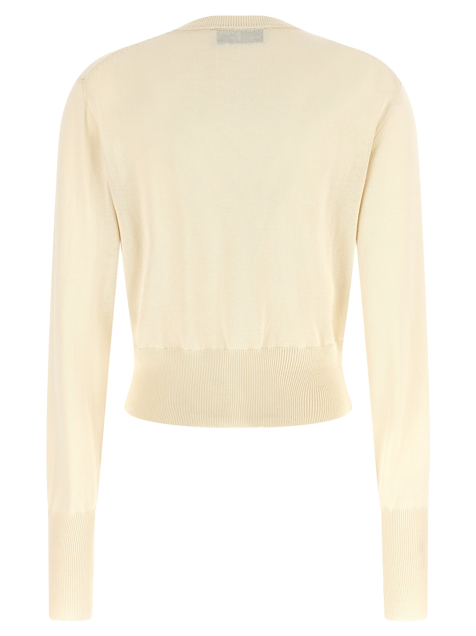 Bea Cropped Cardigan White Cotton Sweater, Cardigans