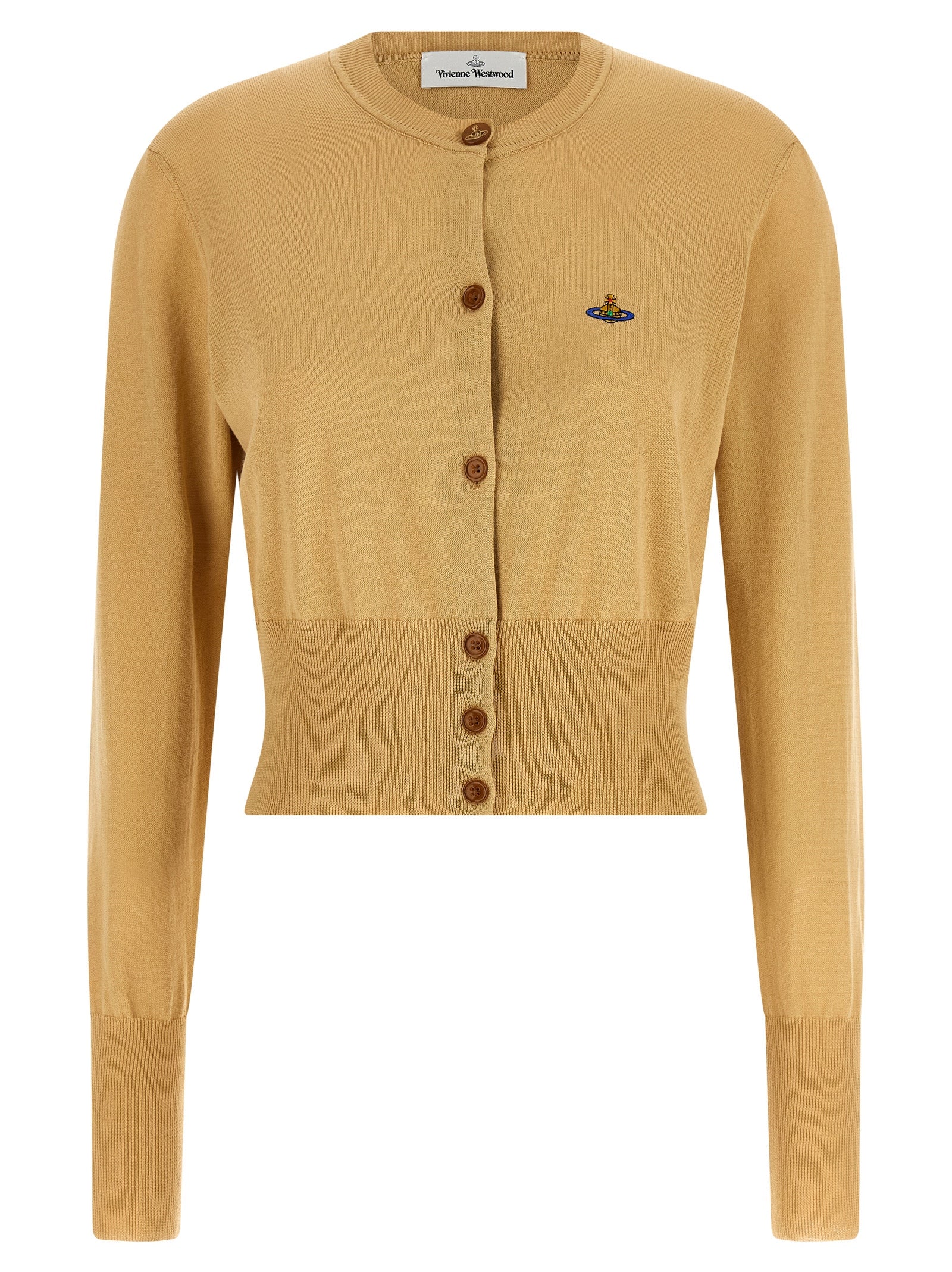 Bea Cropped Cardigan Beige Cotton Sweater, Cardigans