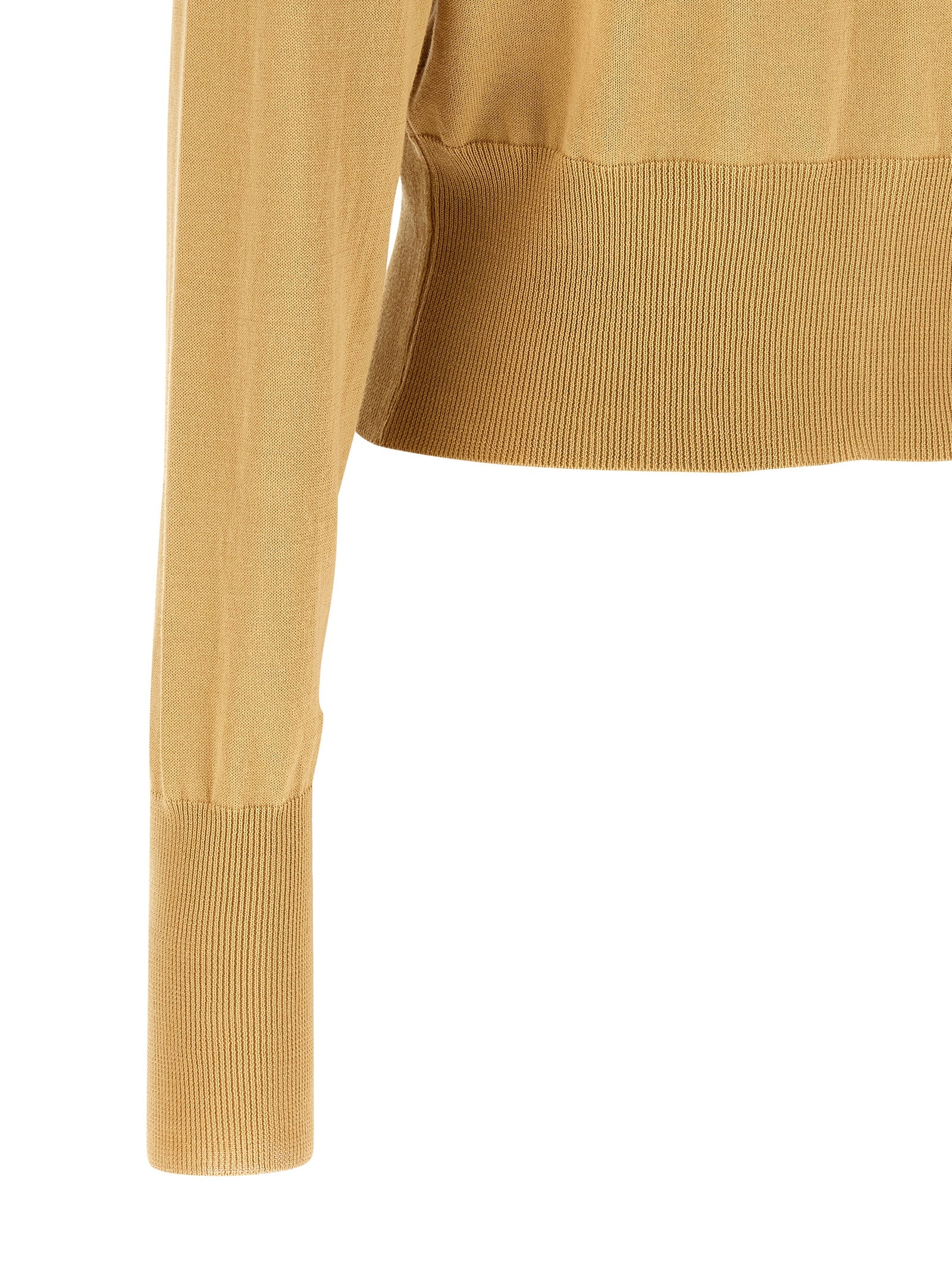 Bea Cropped Cardigan Beige Cotton Sweater, Cardigans