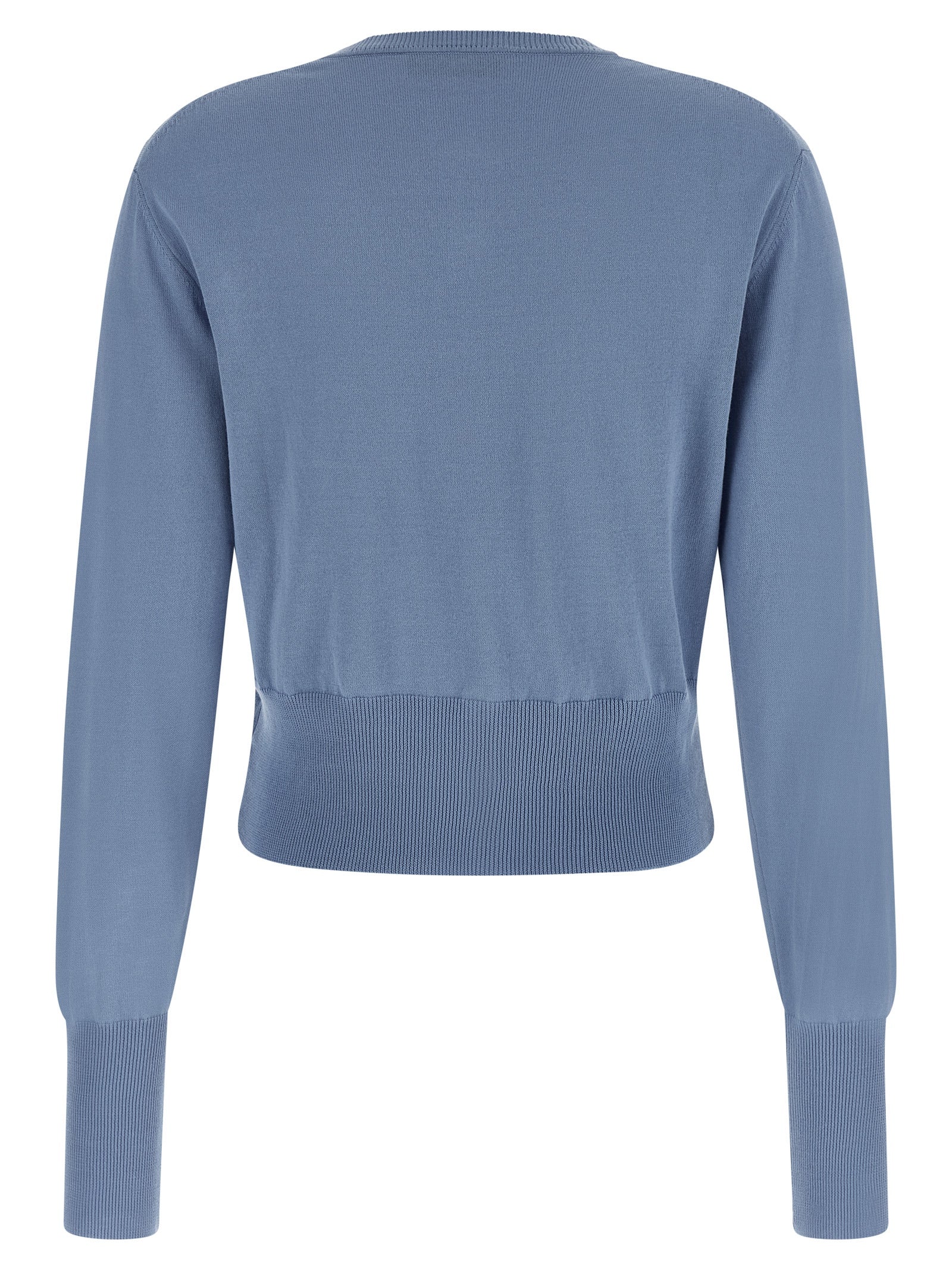 Bea Cropped Cardigan Light Blue Cotton Sweater, Cardigans