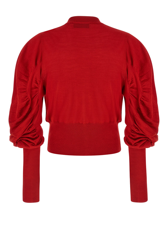 Eli cardigan Red Wool Sweater, Cardigans