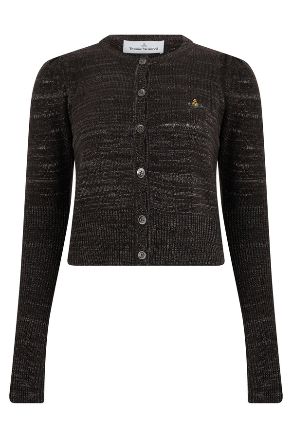 Cardigan With Embroidered Logo, Chocolate Viscose Cardigans