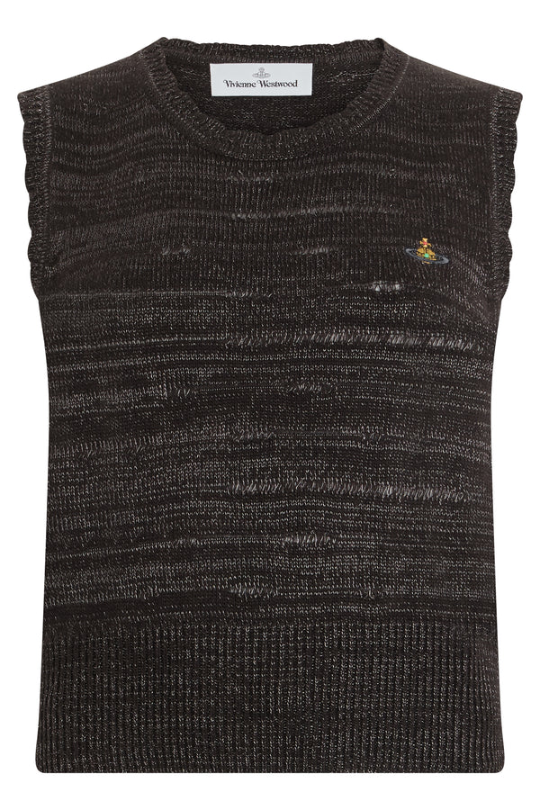 Sleeveless Knit Sweater Chocolate Viscose