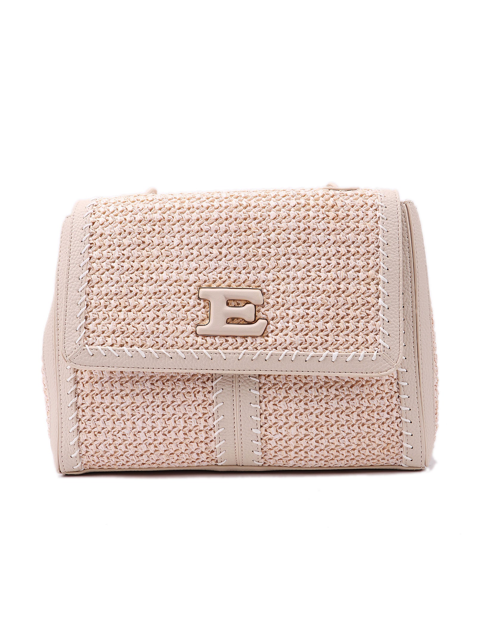 Flap Eba Straw White Eco Leather Bag