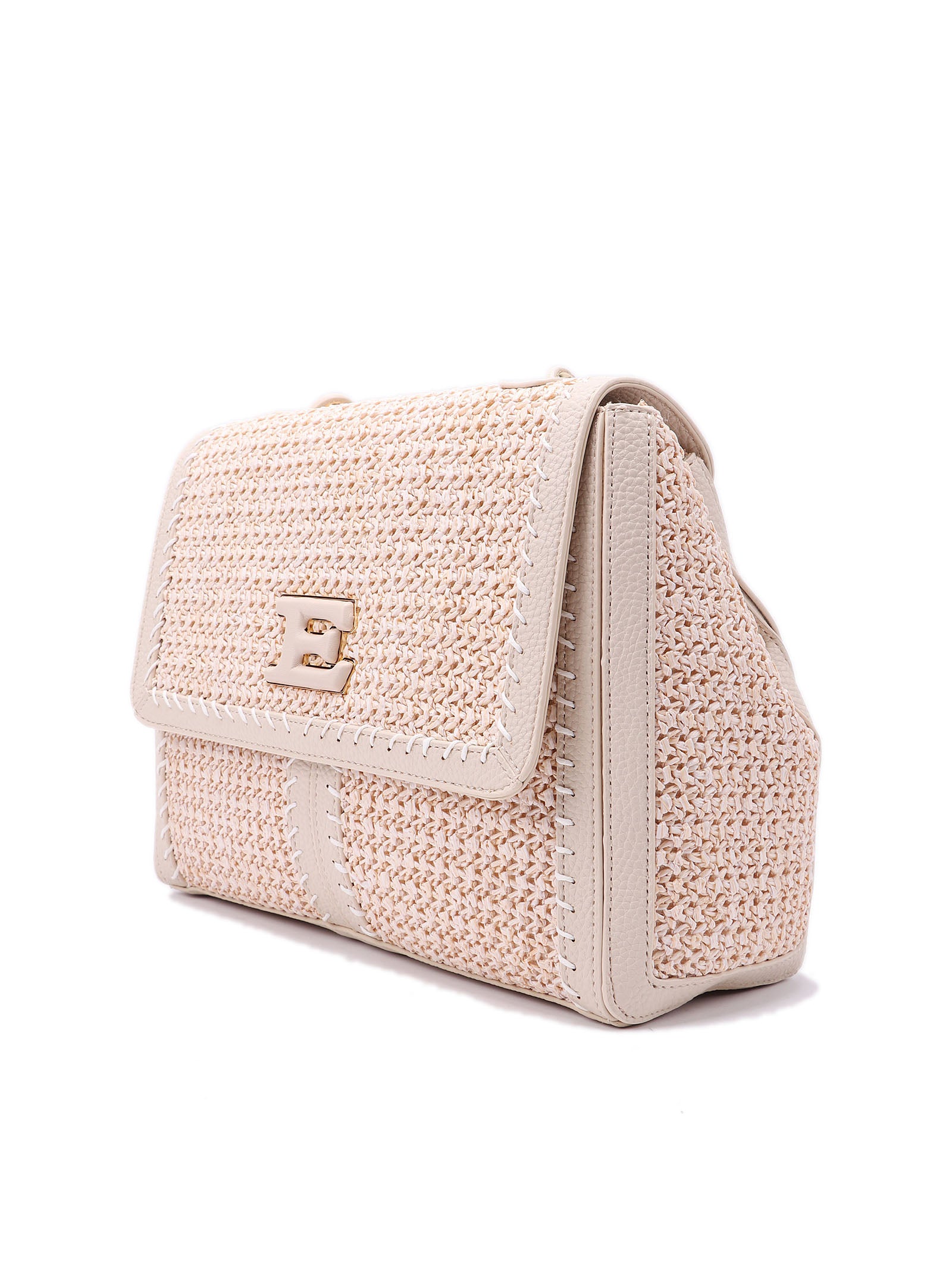 Flap Eba Straw White Eco Leather Bag