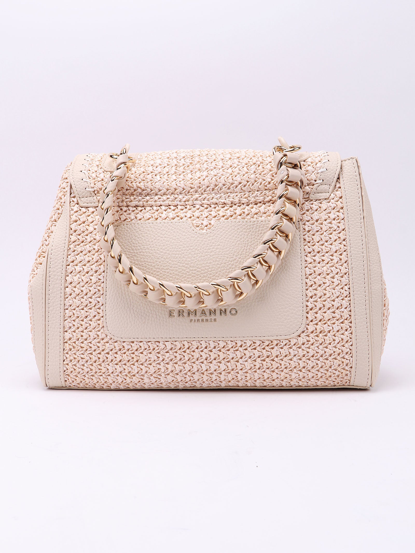 Flap Eba Straw White Eco Leather Bag