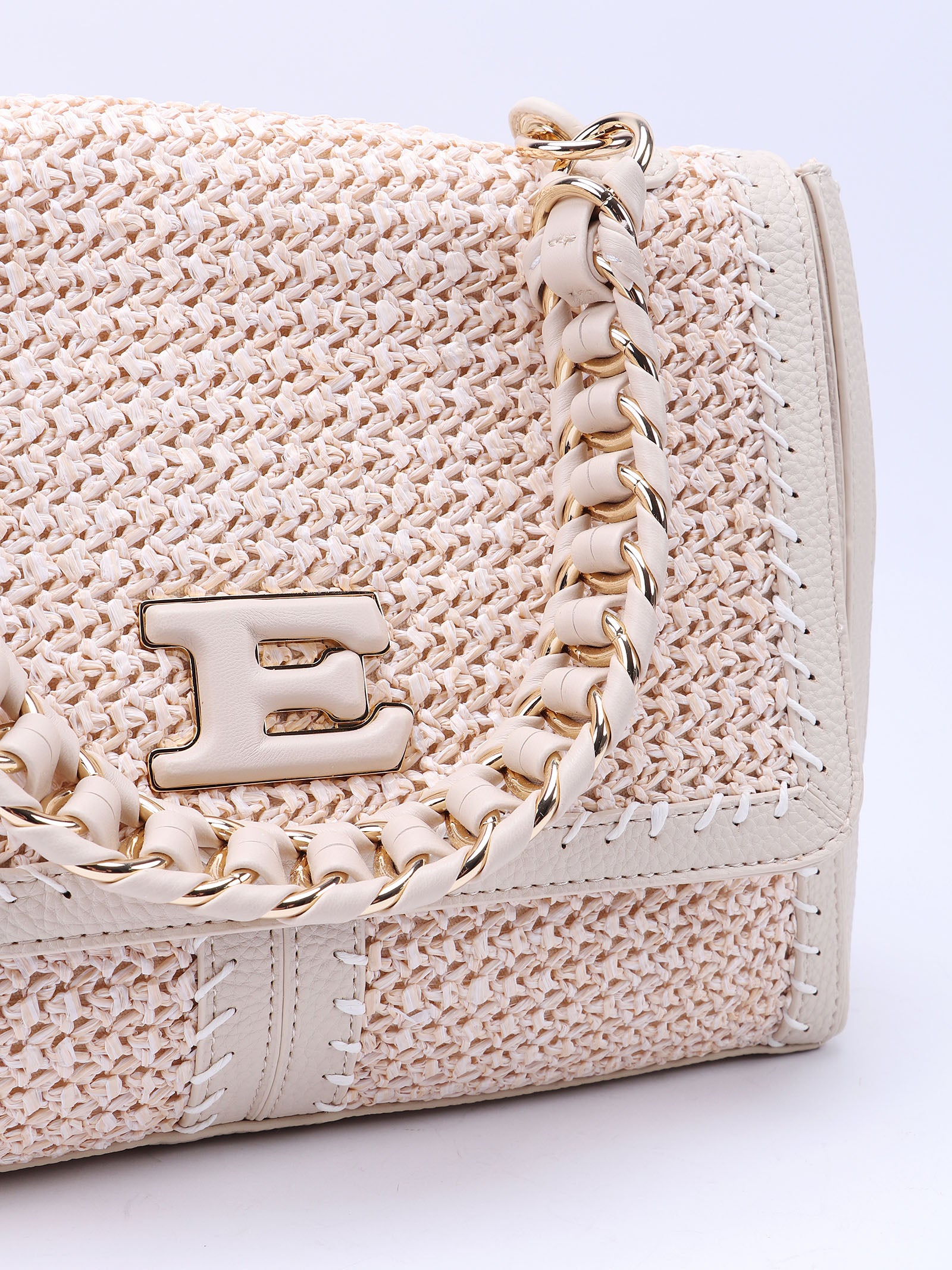 Flap Eba Straw White Eco Leather Bag