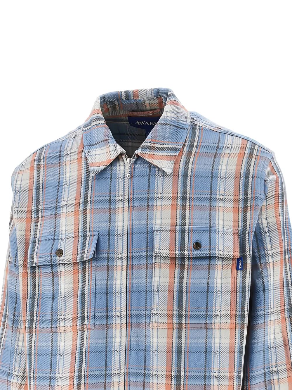 Rivington Zip Flannel Blue Cotton Jacket