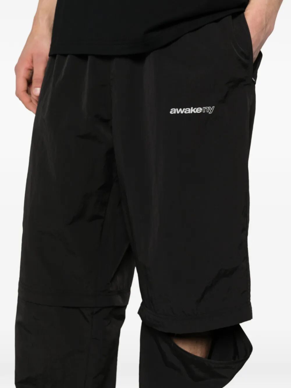 Convertible Nylon Trackie Black Pant