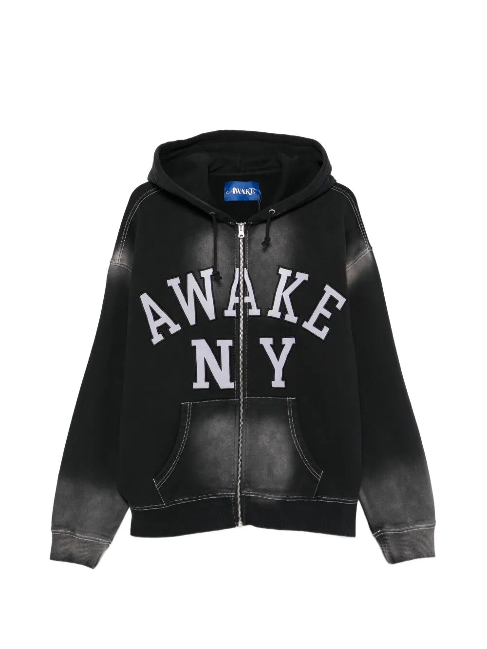 Collegiate Arch Zip Hoodie Black Cotton Sweatshirt