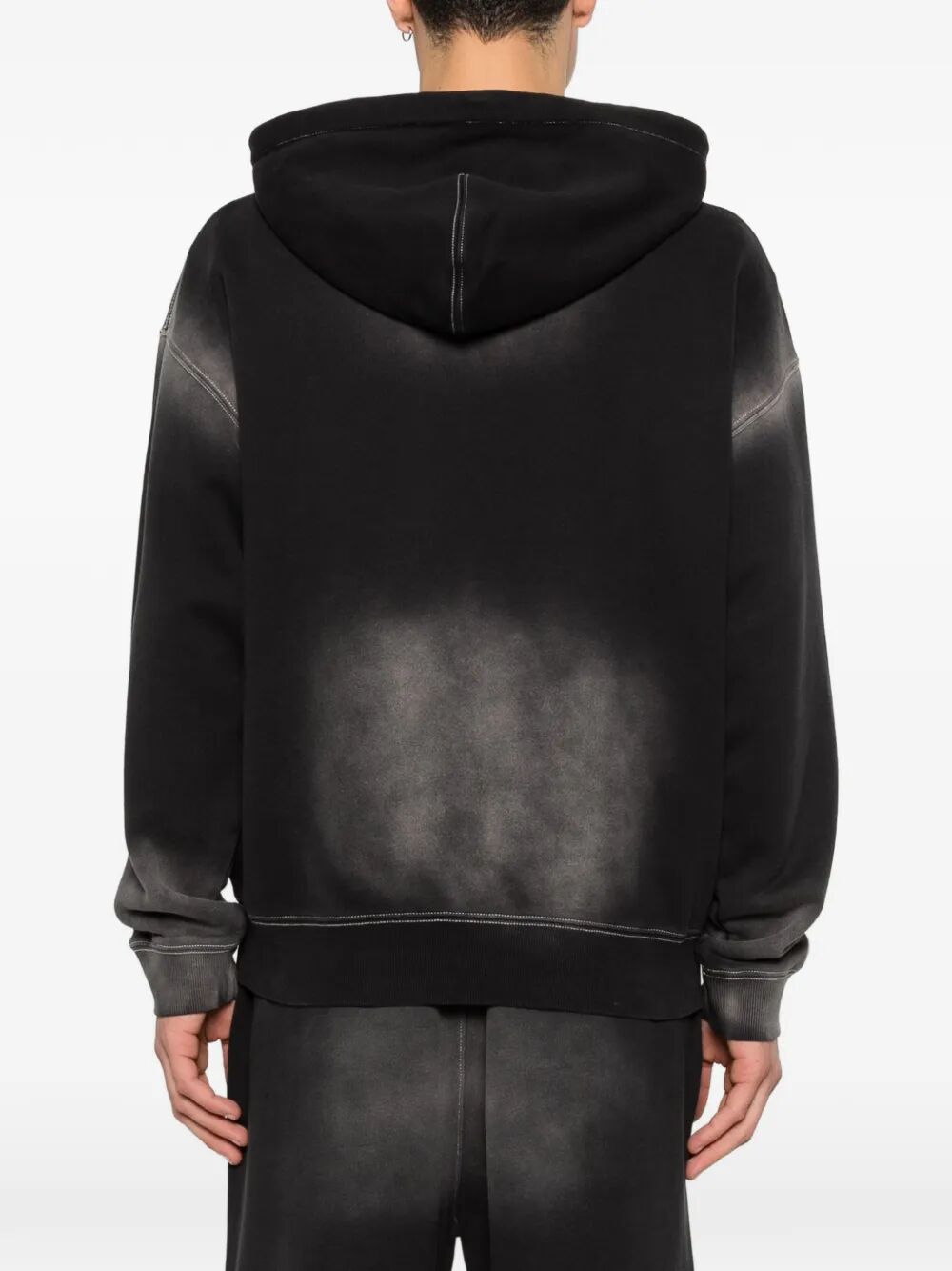 Collegiate Arch Zip Hoodie Black Cotton Sweatshirt