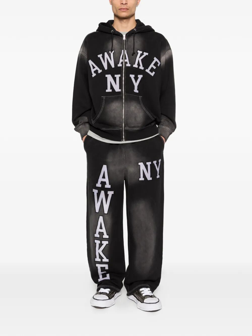Collegiate Arch Zip Hoodie Black Cotton Sweatshirt