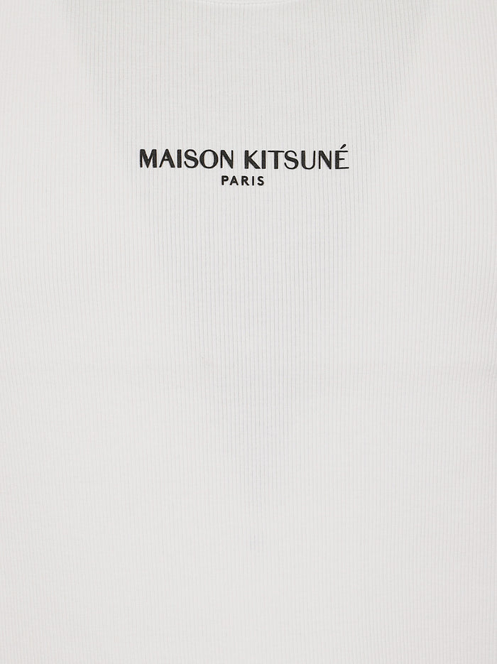 Maison Kitsuné Paris Ribbed Tank Top White Organic Cotton
