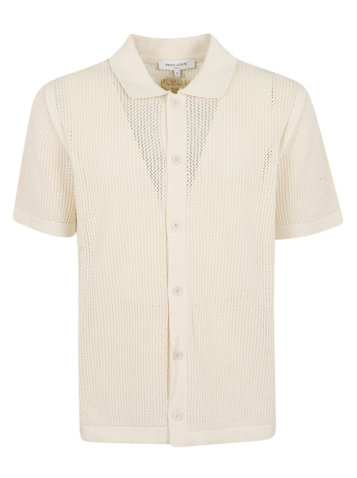 Open Knit Short Sleeve Cardigan Nude & Neutrals Cotton Maglia