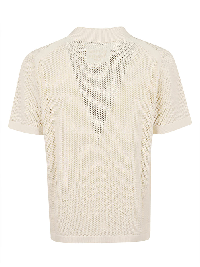 Open Knit Short Sleeve Cardigan Nude & Neutrals Cotton Maglia