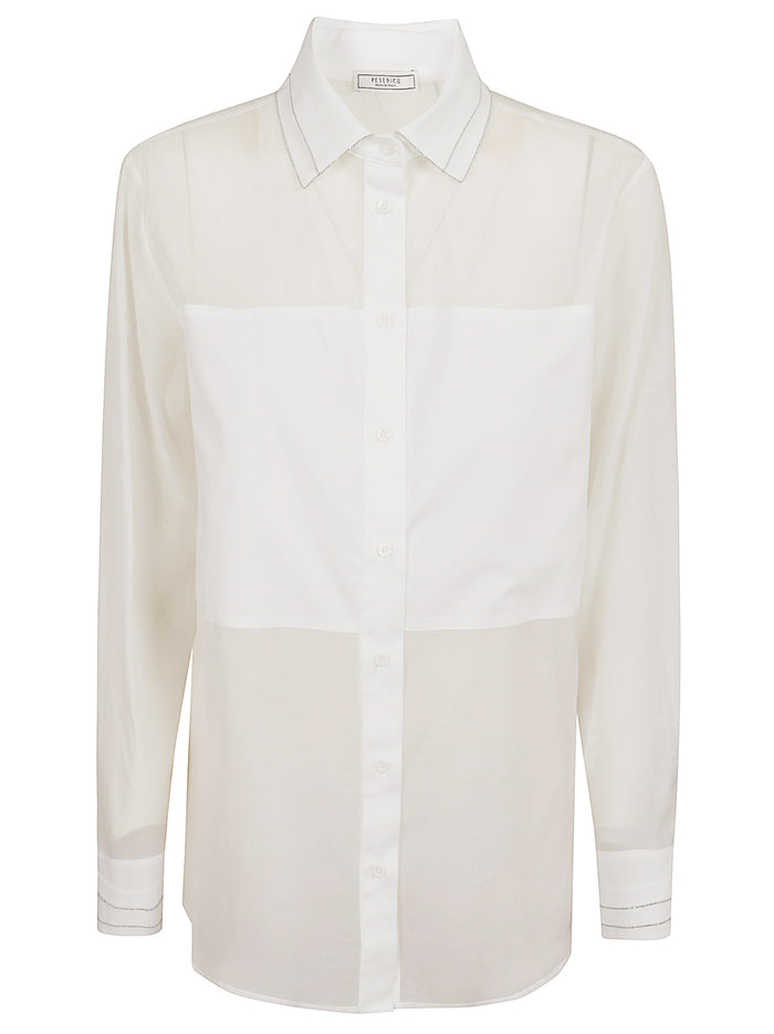 Camicia Organza Di Seta Cotone White