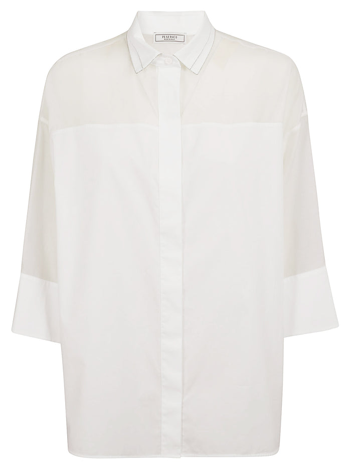 Camicia Organza Di Seta Cotone White