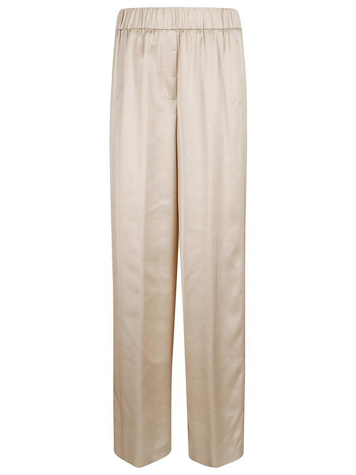 Pantalone Raso Di Viscosa Nude & Neutrals Pantaloni