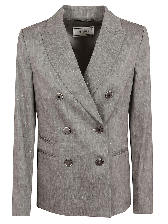 Blazer Tela Estrato Natural Stretch Brown Lino E Lana Vergine