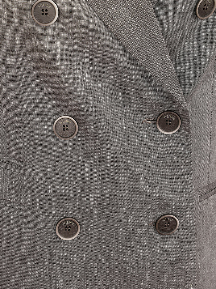 Blazer Tela Estrato Natural Stretch Brown Lino E Lana Vergine