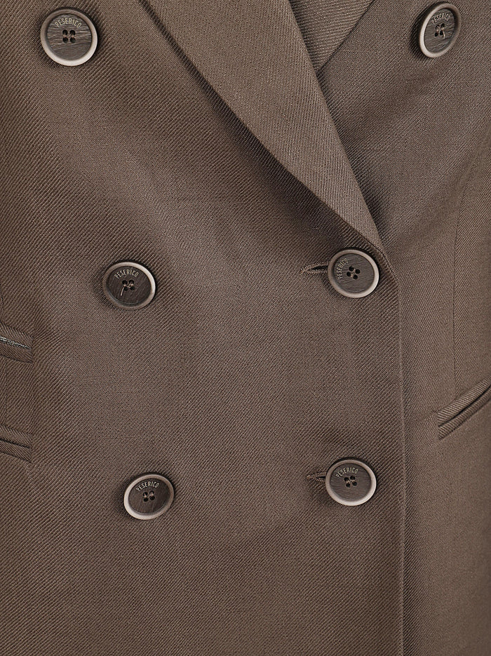 Blazer Gabardina In Puro Lino Brown