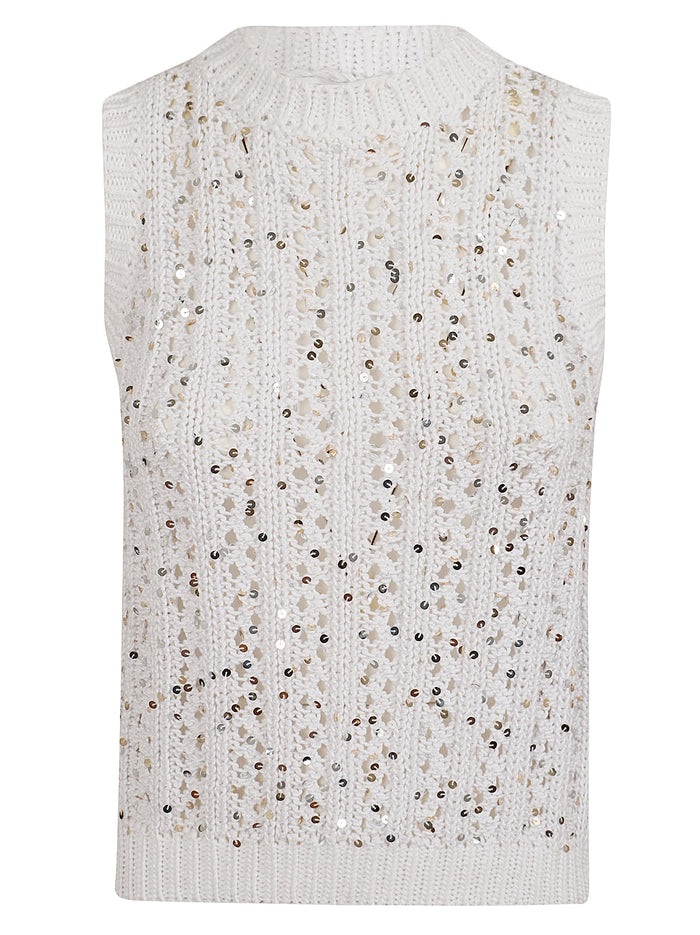 Top Tricot Fettuccia Di Cotone White