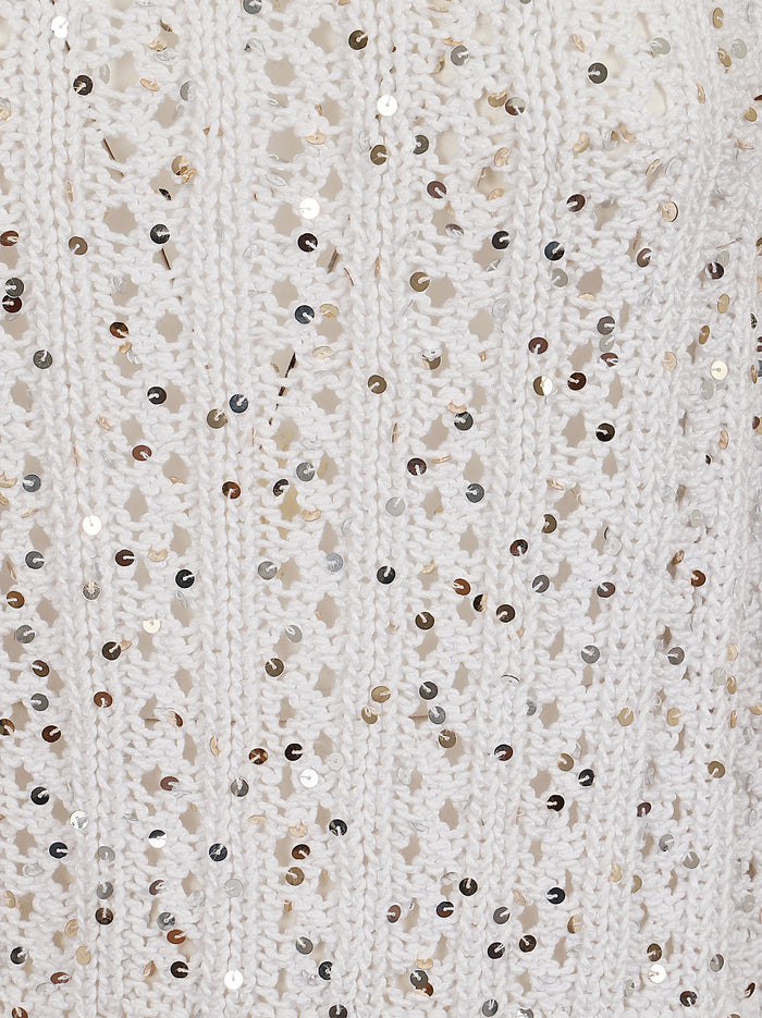 Top Tricot Fettuccia Di Cotone White