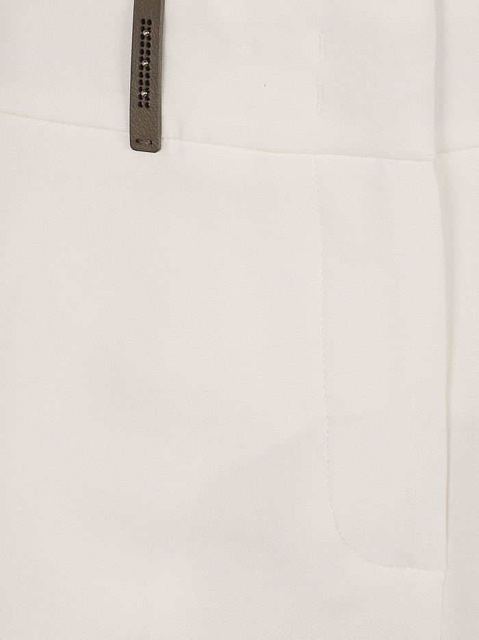 Pantalone Cadi Di Viscosa Stretch White Pantaloni