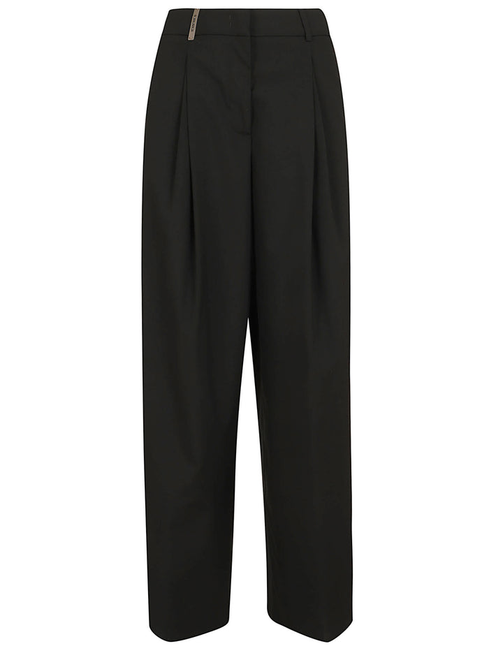 Pantalone Tela Tecnica In Misto Black Cotone Elastan Pantaloni