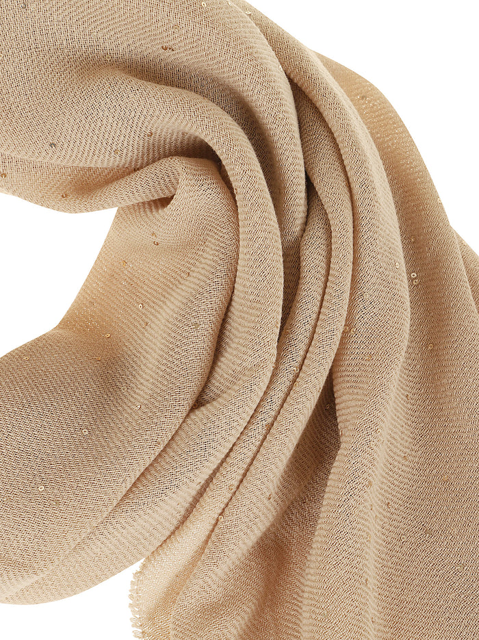 Stola Con Paillettes Twill Di Cotone Metallic Co - Pl Sciarpa