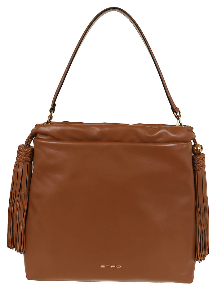 Sh.bag Kalispera M Leather + Tassels 32,8x31x7 Brown | Agnello Borsa