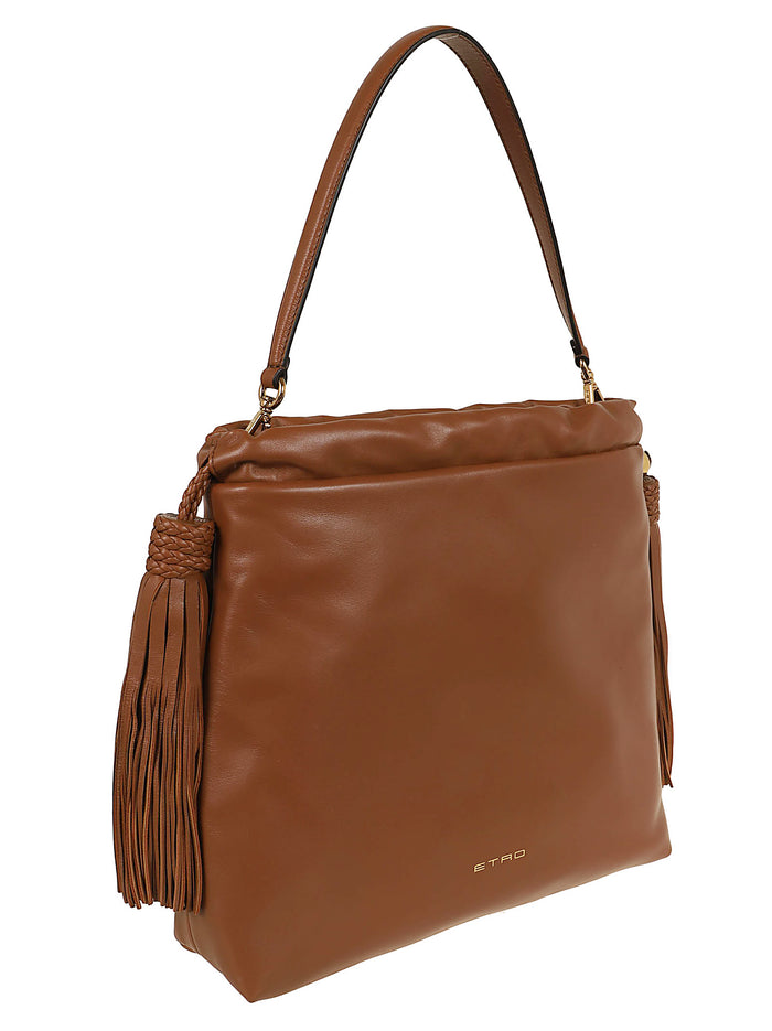 Sh.bag Kalispera M Leather + Tassels 32,8x31x7 Brown | Agnello Borsa