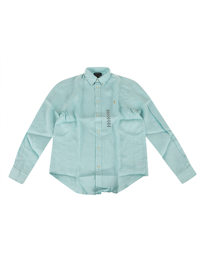 Clbdppc-Shirts-Sport Shirt Blue Linen Camicia