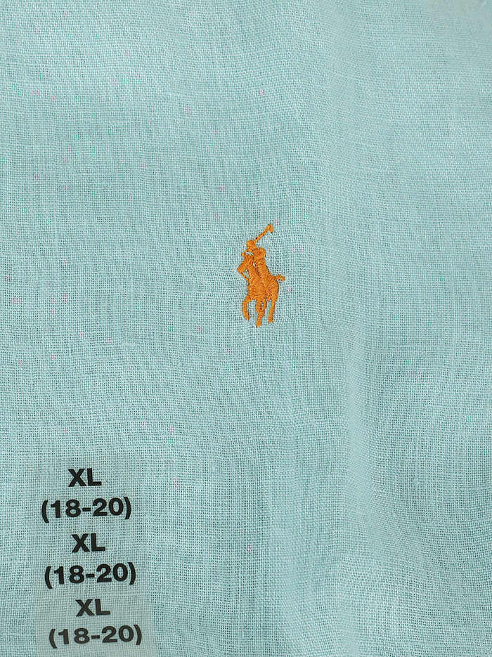 Clbdppc-Shirts-Sport Shirt Blue Linen Camicia