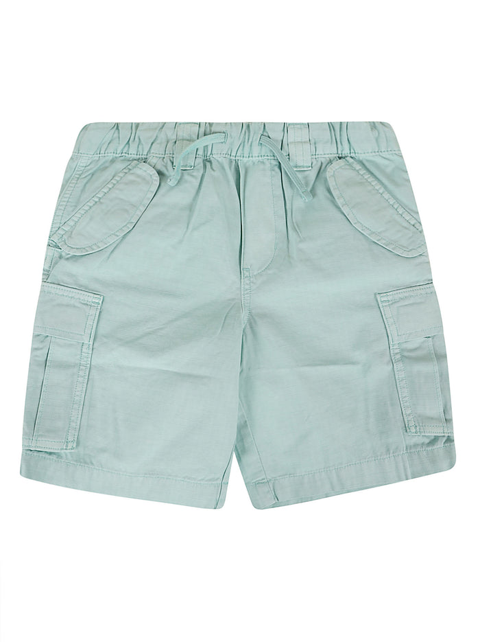 Woven-Shorts Blue Cotton Pantaloni
