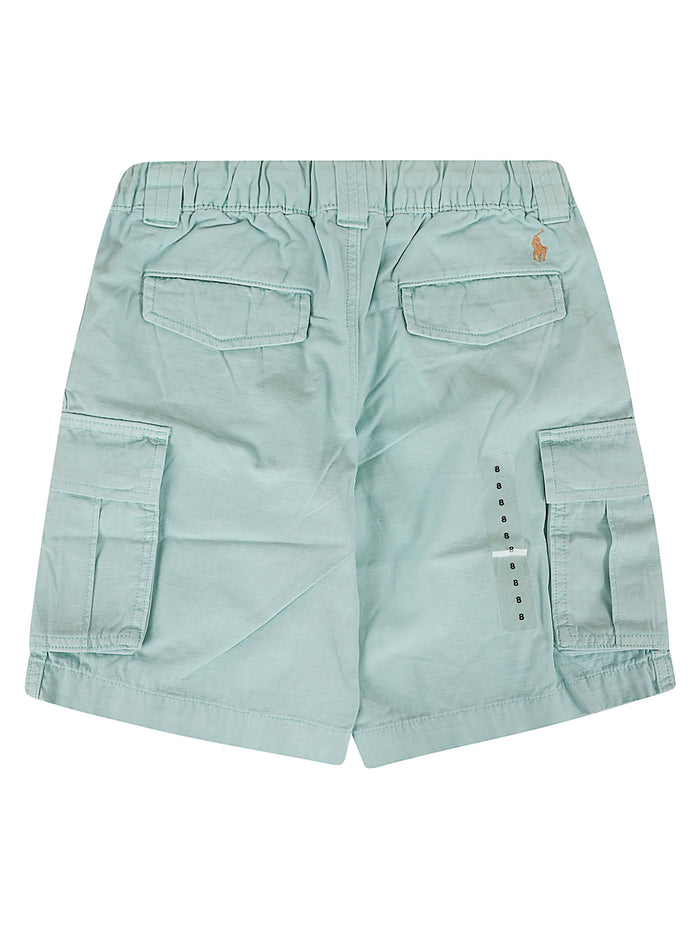 Woven-Shorts Blue Cotton Pantaloni