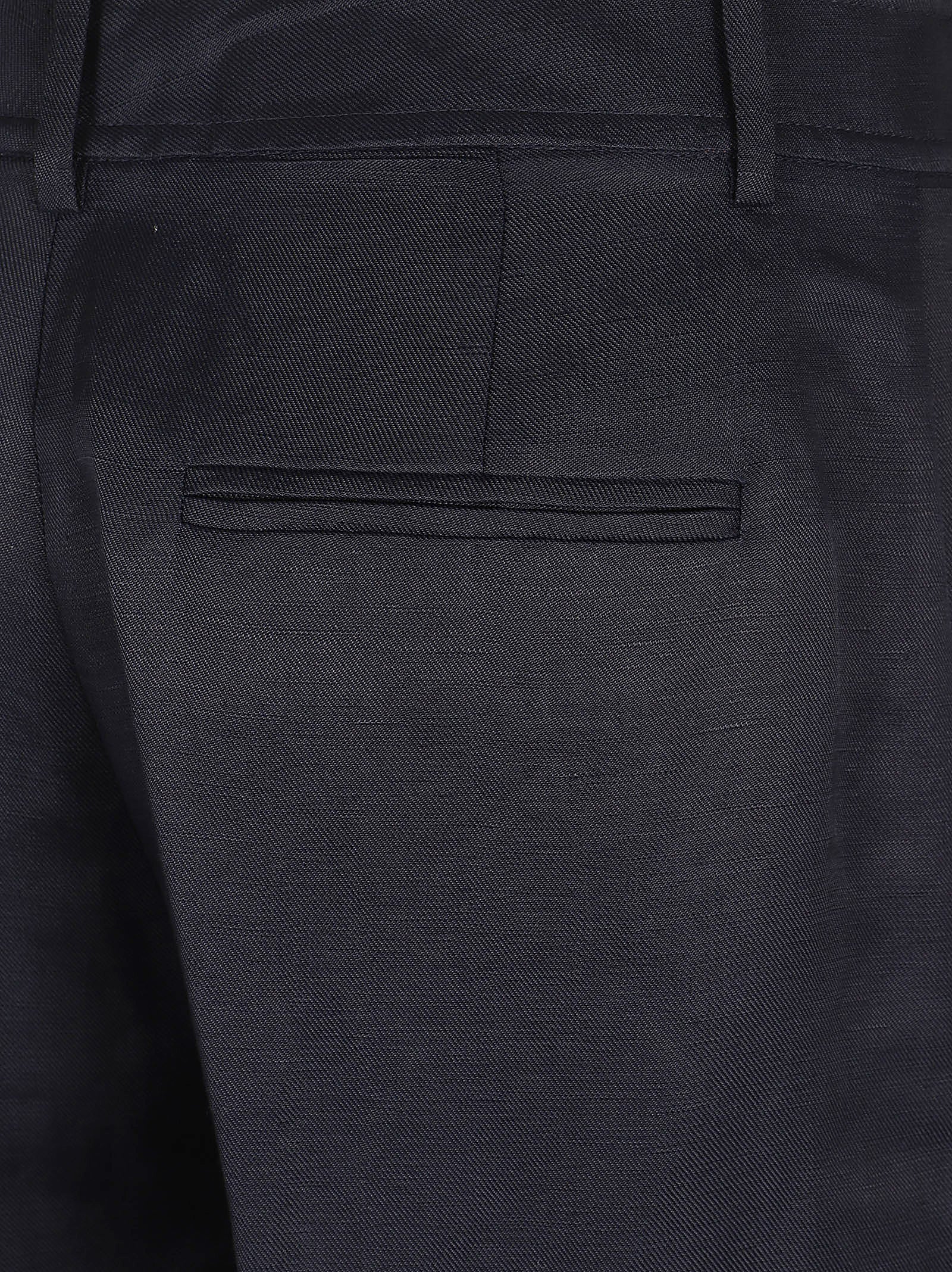 Woven-wide Leg-pants Blue Linen Viscose Pantaloni