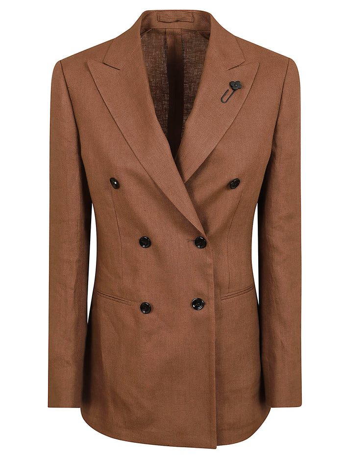 Woman Jacket Brown Lino Giacca