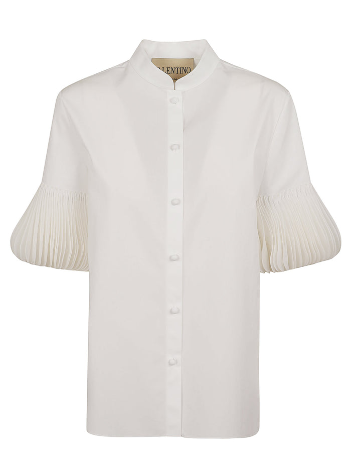 Embroidered Shirt | Graphic Pages Cotton Popeline White Camicia