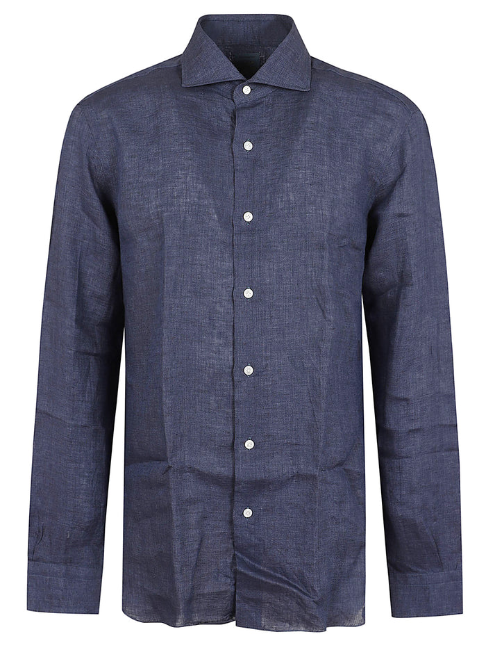 Neck Shirt Blue Camicia