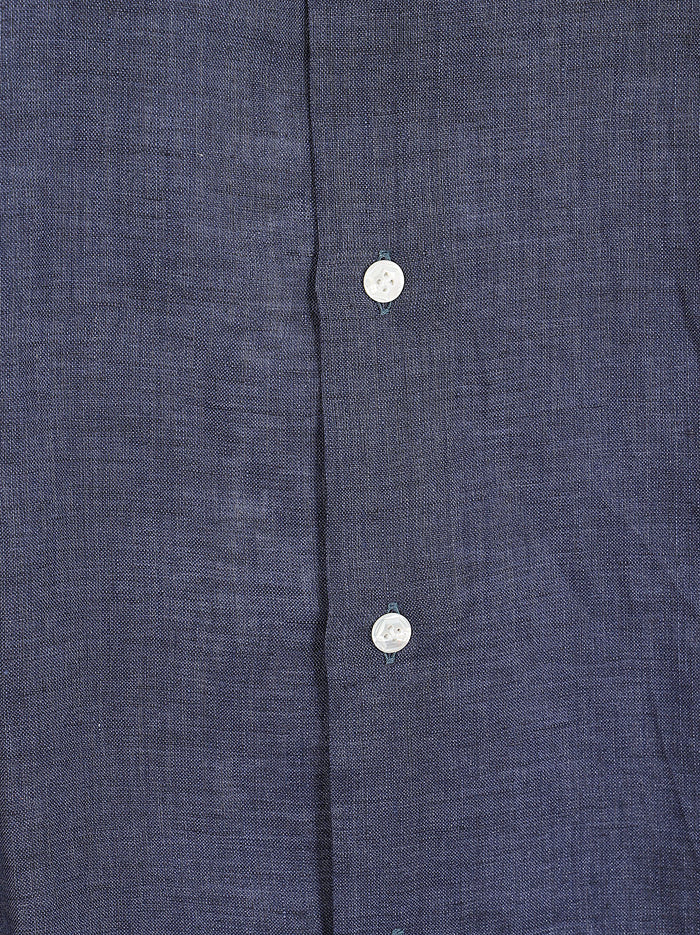 Neck Shirt Blue Camicia
