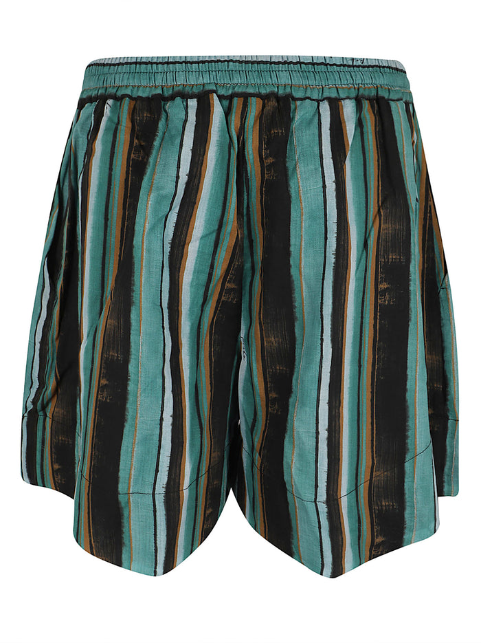 Arrone Shorts Mussola Stampa R Green Cotton | Pantaloni