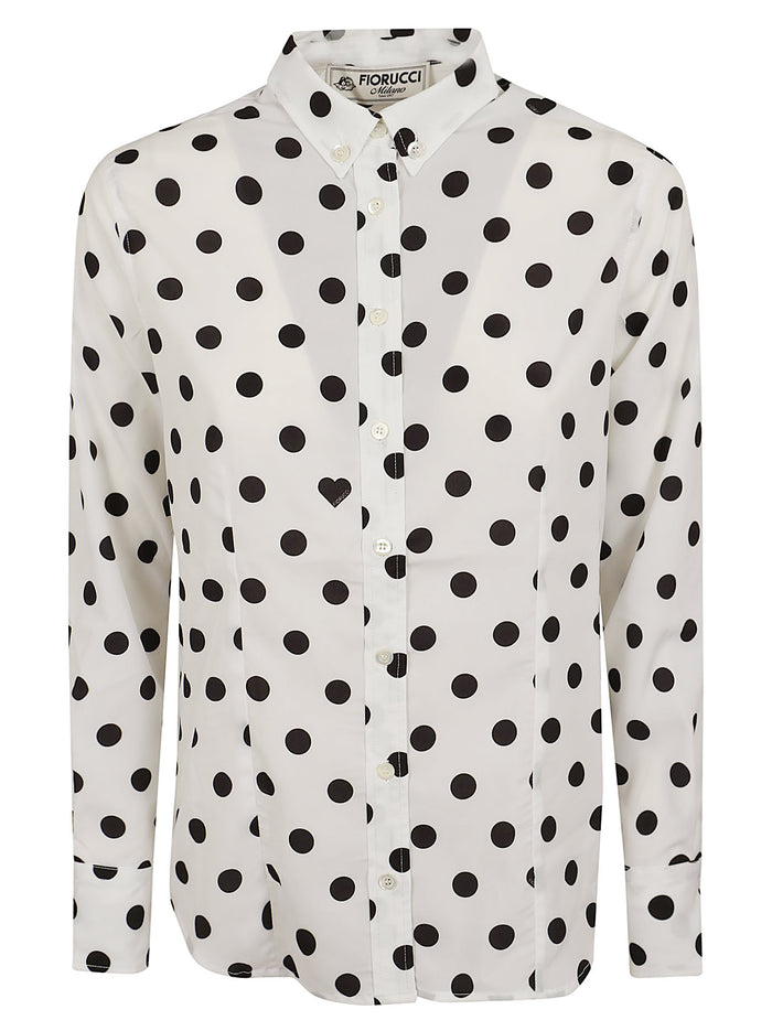 White Polka Dot Crepe De Chine Shirt Camicia