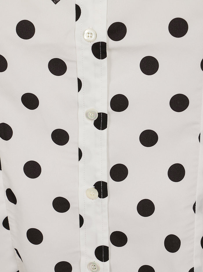 White Polka Dot Crepe De Chine Shirt Camicia
